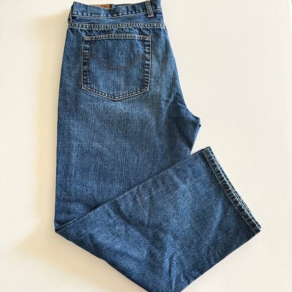 Chaps Jeans Mens 38X30 Mid Rise Straight Fit Medium Wash All Cotton Blue Denim - Picture 7 of 10
